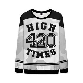 Мужской свитшот 3D с принтом High Times 420 Camo в Курске, 100% полиэстер с мягким внутренним слоем | круглый вырез горловины, мягкая резинка на манжетах и поясе, свободная посадка по фигуре | camouflage | камо | камуфляж