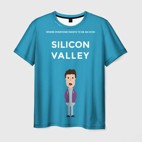 Мужская футболка 3D с принтом Кремниевая долина в Курске, 100% полиэфир | прямой крой, круглый вырез горловины, длина до линии бедер | pied piper | silicon valley | tj miller | крысолов | пегий дудочник | силиконовая долина | тиджей миллер