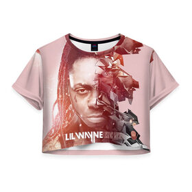 Женская футболка 3D укороченная с принтом Lil Wayne 7 в Курске, 100% полиэстер | круглая горловина, длина футболки до линии талии, рукава с отворотами | 