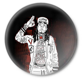 Значок с принтом Lil Wayne 3 в Курске,  металл | круглая форма, металлическая застежка в виде булавки | lil wayne | rap | лил уэйн | рэп | хип хоп