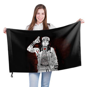 Флаг 3D с принтом Lil Wayne 3 в Курске, 100% полиэстер | плотность ткани — 95 г/м2, размер — 67 х 109 см. Принт наносится с одной стороны | lil wayne | rap | лил уэйн | рэп | хип хоп