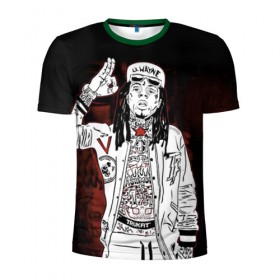 Мужская футболка 3D спортивная с принтом Lil Wayne 3 в Курске, 100% полиэстер с улучшенными характеристиками | приталенный силуэт, круглая горловина, широкие плечи, сужается к линии бедра | lil wayne | rap | лил уэйн | рэп | хип хоп