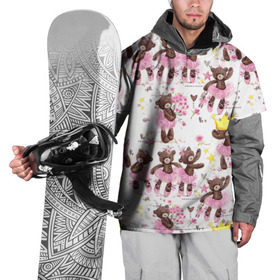 Накидка на куртку 3D с принтом Плюшевые мишки в Курске, 100% полиэстер |  | акварель | балерина | медведи | пачка | пуанты | рисунок | розовый | теди | цветы