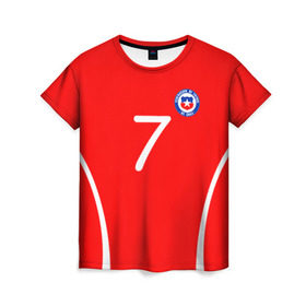 Женская футболка 3D с принтом Chile в Курске, 100% полиэфир ( синтетическое хлопкоподобное полотно) | прямой крой, круглый вырез горловины, длина до линии бедер | alexis | chile | санчес алексис | сборная чили | футбол
