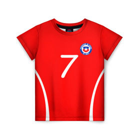 Детская футболка 3D с принтом Chile в Курске, 100% гипоаллергенный полиэфир | прямой крой, круглый вырез горловины, длина до линии бедер, чуть спущенное плечо, ткань немного тянется | Тематика изображения на принте: alexis | chile | санчес алексис | сборная чили | футбол