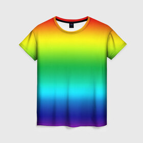 Женская футболка 3D с принтом Радуга (Градиент) в Курске, 100% полиэфир ( синтетическое хлопкоподобное полотно) | прямой крой, круглый вырез горловины, длина до линии бедер | разноцветный | яркий
