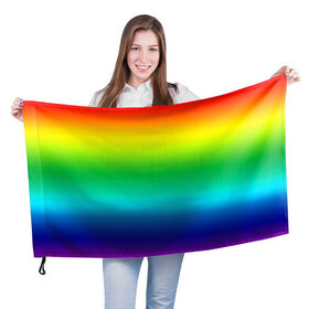 Флаг 3D с принтом Радуга (Градиент) в Курске, 100% полиэстер | плотность ткани — 95 г/м2, размер — 67 х 109 см. Принт наносится с одной стороны | разноцветный | яркий