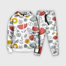 Детский костюм 3D с принтом Летний микс в Курске,  |  | ананас | апельсин | арбуз | груша | еда | клубника | лето | листья | минимализм | персик | раскраска | фрукты | ягоды