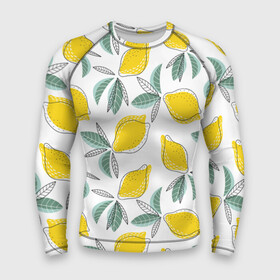 Мужской рашгард 3D с принтом Лимончики в Курске,  |  | Тематика изображения на принте: лимоны | минимализм | паттерн | фрукты | цитрусовые