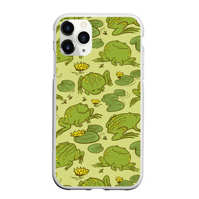 Чехол для iPhone 11 Pro матовый с принтом Лягухи в Курске, Силикон |  | болото | жабы | квакухи | кувшинки | лягушки | паттерн