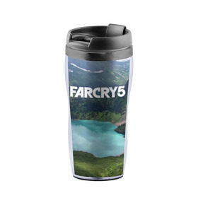 Термокружка-непроливайка с принтом Far Cry 5 в Курске, внутренняя часть — пищевой пластик, наружная часть — прозрачный пластик, между ними — полиграфическая вставка с рисунком | объем — 350 мл, герметичная крышка | far cry | far cry 5 | фар край