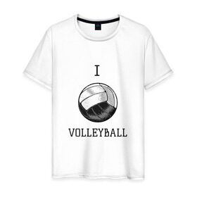 Мужская футболка хлопок с принтом My volleyball в Курске, 100% хлопок | прямой крой, круглый вырез горловины, длина до линии бедер, слегка спущенное плечо. | ball | beach | game | gamer | i | love | player | volleybal | волейбол | волейболист | игра | игрок | пляжник | спорт | спортсмен