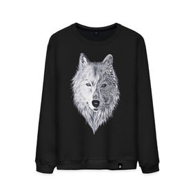 Мужской свитшот хлопок с принтом Рисованный волк в Курске, 100% хлопок |  | арт | волки | графика | животные | узор | хищники | черно белые
