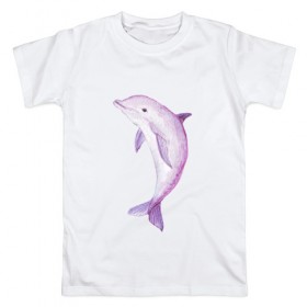 Мужская футболка хлопок с принтом Дельфин в Курске, 100% хлопок | прямой крой, круглый вырез горловины, длина до линии бедер, слегка спущенное плечо. | 