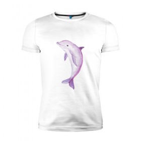 Мужская футболка премиум с принтом Дельфин в Курске, 92% хлопок, 8% лайкра | приталенный силуэт, круглый вырез ворота, длина до линии бедра, короткий рукав | 