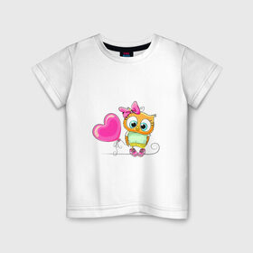 Детская футболка хлопок с принтом Совенок в Курске, 100% хлопок | круглый вырез горловины, полуприлегающий силуэт, длина до линии бедер | птицы | совы