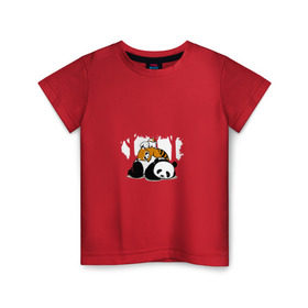 Детская футболка хлопок с принтом Зверушки спят в лесу в Курске, 100% хлопок | круглый вырез горловины, полуприлегающий силуэт, длина до линии бедер | зайчик | заяц | милота | мишка | панда