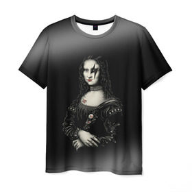Мужская футболка 3D с принтом Мона Лиза Kiss в Курске, 100% полиэфир | прямой крой, круглый вырез горловины, длина до линии бедер | джин симмонс | картина | пол стэнли | эйс фрейли