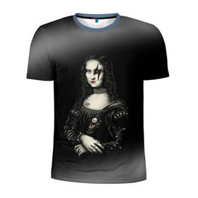 Мужская футболка 3D спортивная с принтом Мона Лиза Kiss в Курске, 100% полиэстер с улучшенными характеристиками | приталенный силуэт, круглая горловина, широкие плечи, сужается к линии бедра | Тематика изображения на принте: джин симмонс | картина | пол стэнли | эйс фрейли
