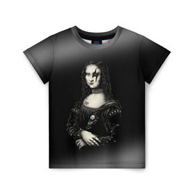 Детская футболка 3D с принтом Мона Лиза Kiss в Курске, 100% гипоаллергенный полиэфир | прямой крой, круглый вырез горловины, длина до линии бедер, чуть спущенное плечо, ткань немного тянется | джин симмонс | картина | пол стэнли | эйс фрейли