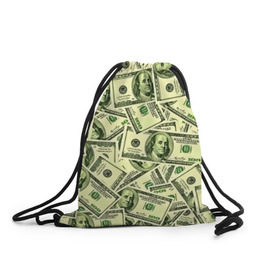 Рюкзак-мешок 3D с принтом Benjamin Franklin в Курске, 100% полиэстер | плотность ткани — 200 г/м2, размер — 35 х 45 см; лямки — толстые шнурки, застежка на шнуровке, без карманов и подкладки | 3d | benjamin franklin | америка | богатство | валюта | денежные купюры | деньги | доллар | зеленые | сша | текстуры