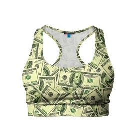 Женский спортивный топ 3D с принтом Benjamin Franklin в Курске, 82% полиэстер, 18% спандекс Ткань безопасна для здоровья, позволяет коже дышать, не мнется и не растягивается |  | 3d | benjamin franklin | америка | богатство | валюта | денежные купюры | деньги | доллар | зеленые | сша | текстуры
