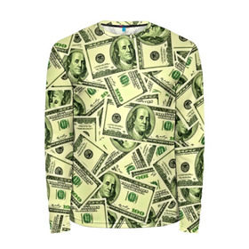 Мужской лонгслив 3D с принтом Benjamin Franklin в Курске, 100% полиэстер | длинные рукава, круглый вырез горловины, полуприлегающий силуэт | Тематика изображения на принте: 3d | benjamin franklin | америка | богатство | валюта | денежные купюры | деньги | доллар | зеленые | сша | текстуры