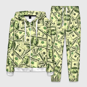 Мужской костюм 3D с принтом Benjamin Franklin в Курске, 100% полиэстер | Манжеты и пояс оформлены тканевой резинкой, двухслойный капюшон со шнурком для регулировки, карманы спереди | Тематика изображения на принте: 3d | benjamin franklin | америка | богатство | валюта | денежные купюры | деньги | доллар | зеленые | сша | текстуры