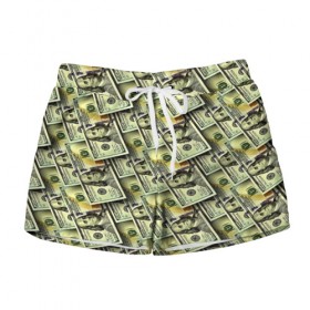 Женские шорты 3D с принтом Деньги в Курске, 100% полиэстер | прямой крой, два кармана без застежек по бокам. Мягкая трикотажная резинка на поясе, внутри которой широкие завязки. Длина до середины бедра | 3d | benjamin franklin | америка | богатство | валюта | денежные купюры | деньги | доллар | зеленые | сша | текстуры