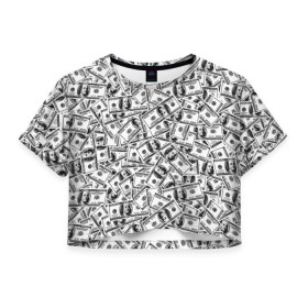 Женская футболка 3D укороченная с принтом Benjamin Franklin $ в Курске, 100% полиэстер | круглая горловина, длина футболки до линии талии, рукава с отворотами | 3d | benjamin franklin | америка | богатство | валюта | денежные купюры | деньги | доллар | зеленые | сша | текстуры