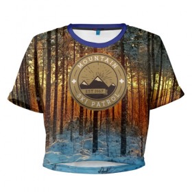Женская футболка 3D укороченная с принтом Mountain Ski Patrol в Курске, 100% полиэстер | круглая горловина, длина футболки до линии талии, рукава с отворотами | 3d | landscape | mountains | nature | горы | заснеженный | зима | отдых | отражения | пейзаж | природа | склоны | снег