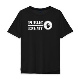 Мужская футболка хлопок Oversize с принтом Паблик Энеми в Курске, 100% хлопок | свободный крой, круглый ворот, “спинка” длиннее передней части | public enemy