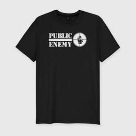 Мужская футболка премиум с принтом Паблик Энеми в Курске, 92% хлопок, 8% лайкра | приталенный силуэт, круглый вырез ворота, длина до линии бедра, короткий рукав | Тематика изображения на принте: public enemy
