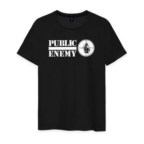Мужская футболка хлопок с принтом Паблик Энеми в Курске, 100% хлопок | прямой крой, круглый вырез горловины, длина до линии бедер, слегка спущенное плечо. | Тематика изображения на принте: public enemy