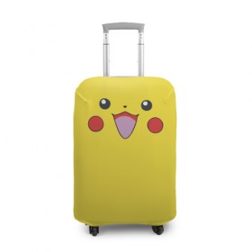 Чехол для чемодана 3D с принтом Pikachu в Курске, 86% полиэфир, 14% спандекс | двустороннее нанесение принта, прорези для ручек и колес | 