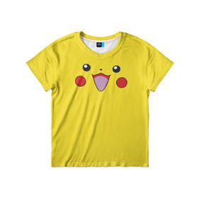 Детская футболка 3D с принтом Pikachu в Курске, 100% гипоаллергенный полиэфир | прямой крой, круглый вырез горловины, длина до линии бедер, чуть спущенное плечо, ткань немного тянется | 