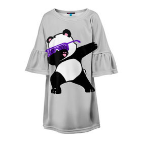Детское платье 3D с принтом Panda в Курске, 100% полиэстер | прямой силуэт, чуть расширенный к низу. Круглая горловина, на рукавах — воланы | panda dab | животные | панда