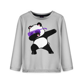 Детский лонгслив 3D с принтом Panda в Курске, 100% полиэстер | длинные рукава, круглый вырез горловины, полуприлегающий силуэт
 | panda dab | животные | панда
