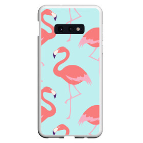 Чехол для Samsung S10E с принтом Flamingos pattern в Курске, Силикон | Область печати: задняя сторона чехла, без боковых панелей | animals | beautiful | bird | birds | birdy | blue | color | flamingo | nature | wild | белое | голубое | животные | красивое | красота | милое | природа | птица | птицы | птичка | птички | синее | фламинго | цвет | яркое