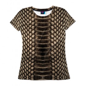 Женская футболка 3D с принтом Питон в Курске, 100% полиэфир ( синтетическое хлопкоподобное полотно) | прямой крой, круглый вырез горловины, длина до линии бедер | аллигатор | варан | игуана | кайман | кожа | крокодил | питон | ящерица