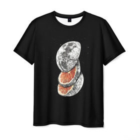 Мужская футболка 3D с принтом Луна дольками в Курске, 100% полиэфир | прямой крой, круглый вырез горловины, длина до линии бедер | апельсин | грейпфрут | ломтики | цитрус
