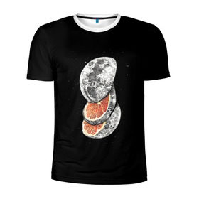 Мужская футболка 3D спортивная с принтом Луна дольками в Курске, 100% полиэстер с улучшенными характеристиками | приталенный силуэт, круглая горловина, широкие плечи, сужается к линии бедра | апельсин | грейпфрут | ломтики | цитрус