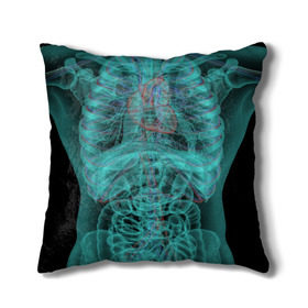 Подушка 3D с принтом рентген человека в Курске, наволочка – 100% полиэстер, наполнитель – холлофайбер (легкий наполнитель, не вызывает аллергию). | состоит из подушки и наволочки. Наволочка на молнии, легко снимается для стирки | кости | органы | рентген | человек