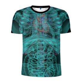 Мужская футболка 3D спортивная с принтом рентген человека в Курске, 100% полиэстер с улучшенными характеристиками | приталенный силуэт, круглая горловина, широкие плечи, сужается к линии бедра | Тематика изображения на принте: кости | органы | рентген | человек