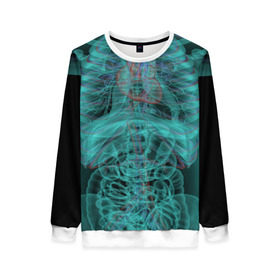 Женский свитшот 3D с принтом рентген человека в Курске, 100% полиэстер с мягким внутренним слоем | круглый вырез горловины, мягкая резинка на манжетах и поясе, свободная посадка по фигуре | кости | органы | рентген | человек