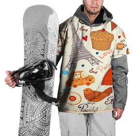 Накидка на куртку 3D с принтом Paris pattern в Курске, 100% полиэстер |  | 3d | love | арт | еда | любовь | надписи | париж | паттерн | птицы | сердечки | текстура