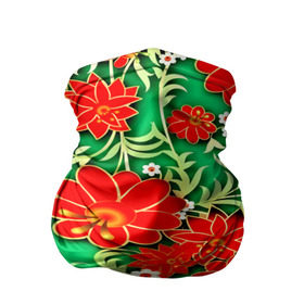 Бандана-труба 3D с принтом Узор из цветов в Курске, 100% полиэстер, ткань с особыми свойствами — Activecool | плотность 150‒180 г/м2; хорошо тянется, но сохраняет форму | 3d | арт | астры | красные | ромашки | узор | цветы