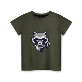 Детская футболка хлопок с принтом Крутой Енот в Курске, 100% хлопок | круглый вырез горловины, полуприлегающий силуэт, длина до линии бедер | арт енота | енот | еноты | животные | крутой | крутой енот