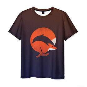 Мужская футболка 3D с принтом Лисица и дельфин в Курске, 100% полиэфир | прямой крой, круглый вырез горловины, длина до линии бедер | Тематика изображения на принте: fox | два в одном | животное | зверь | красивая | лис | лиса | лисенок | лисица | лисичка | мех | патрикеевна | плутовка | прикольная | природа | рисунок | рыба | рыжая | рыжий цвет | сказка | хвост | хитрая