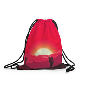 Рюкзак-мешок 3D с принтом Gorgeous sunset в Курске, 100% полиэстер | плотность ткани — 200 г/м2, размер — 35 х 45 см; лямки — толстые шнурки, застежка на шнуровке, без карманов и подкладки | 3d | арт | дикий запад | закат | кактус | природа | солнце